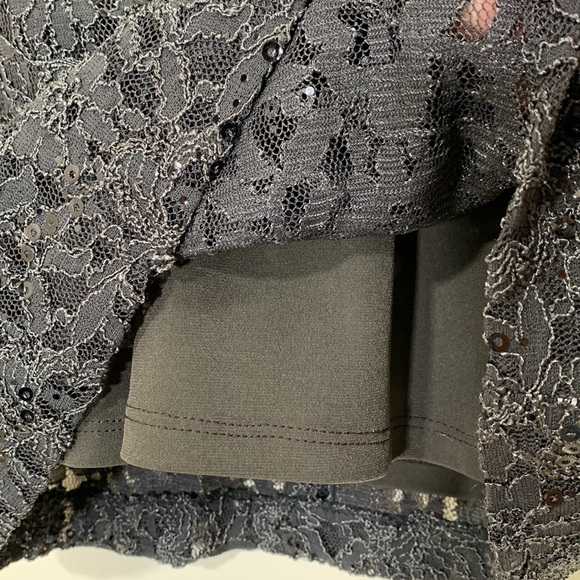 NWT. Lauren Ralph Lauren 4 Shimmer Coal Floral Lace Sequin Sheath Dress. - Picture 6 of 11